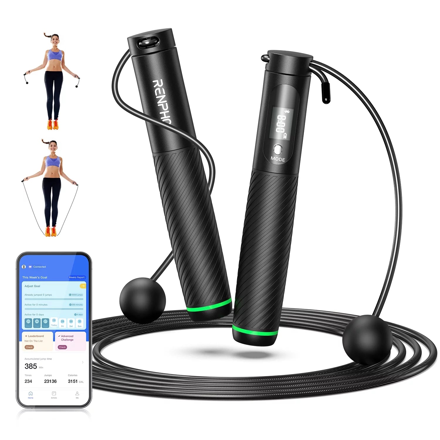 9FT Adjustable Smart Jump Rope with Count Time and Calorie Analysis