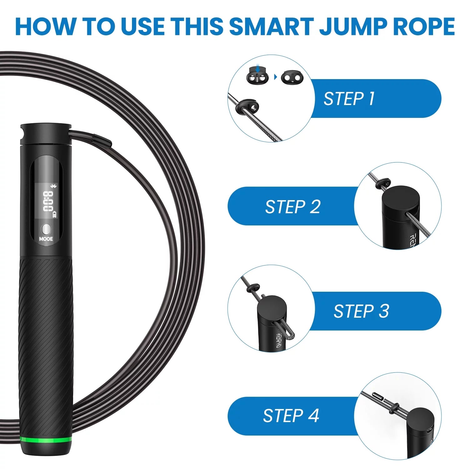 9FT Adjustable Smart Jump Rope with Count Time and Calorie Analysis