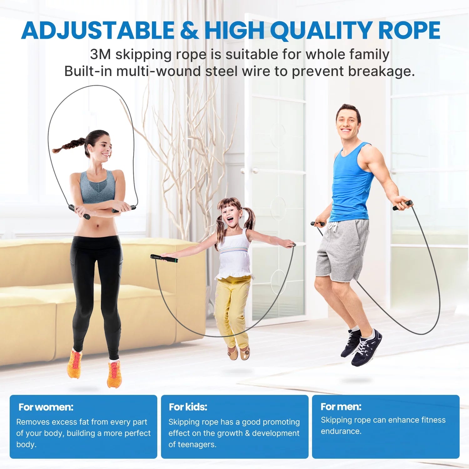 9FT Adjustable Smart Jump Rope with Count Time and Calorie Analysis