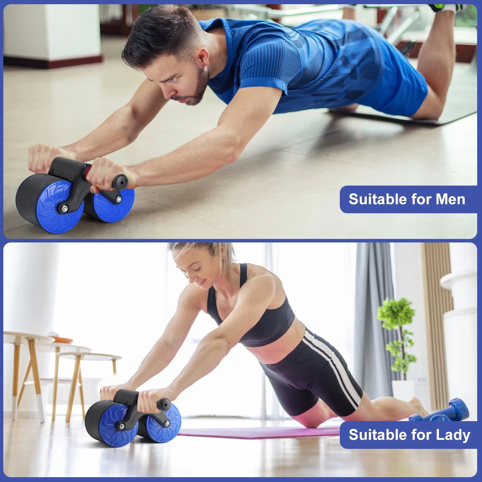 Automatic Rebound Phone Holding Abdominal Wheel for Core Strength Training